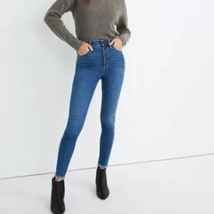 MADEWELL 10" High-Rise Skinny Jeans Mackey Wash Button-Front Edition {TT14}